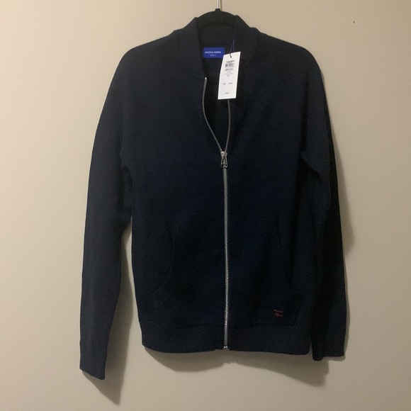 Jack & Jones Navy Knit Bomber Cardigan - Picture 5 of 7